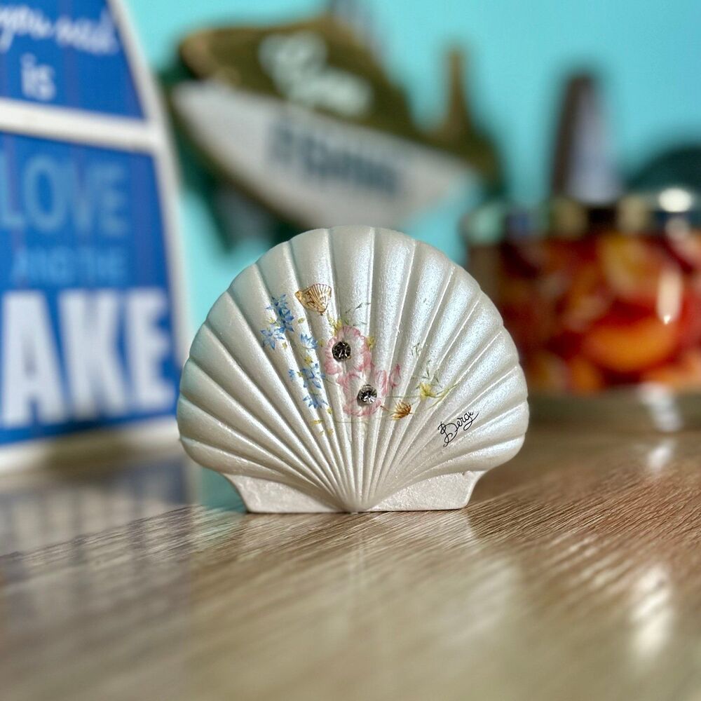 VTG Italian Berger Floral Butterfly Seashell Nautical Trinket Accent Piece - Picture 10 of 10